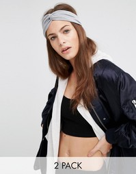ASOS Pack of 2 Grey and Nude Soft Turban Headbands