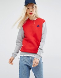 Свитшот колор блок с круглым вырезом Le Coq Sportif - Красный