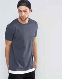 Длинная футболка с контрастной вставкой на нижней кромке ASOS - Ebony