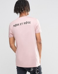 Удлиненная розовая футболка с принтом сзади ASOS - Розовый мел