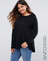 Свободный топ с длинными рукавами ASOS CURVE - Черный