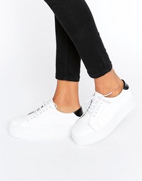 Selected Femme Diana White Leather Platform Trainers - Белый