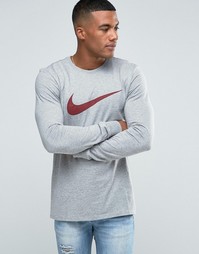 Серый лонгслив с фирменной галочкой Nike 709491-063 - Серый