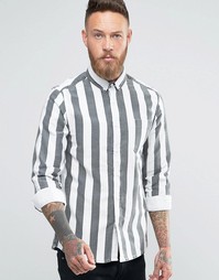 ASOS Shirt With Vintage Stripe In Black And Long Sleeve - Черный