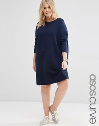 ASOS CURVE Jumper Dress in Knit with Ripple Stitch - Темно-синий