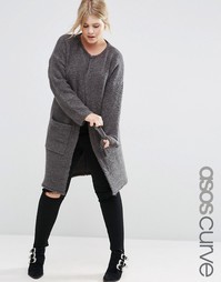 Вязаный кардиган миди ASOS CURVE - Угольный