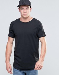 Удлиненная футболка с необработанным краем Jack &amp; Jones - Черный