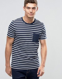 Футболка в полоску с карманом Jack &amp; Jones - Темно-синий