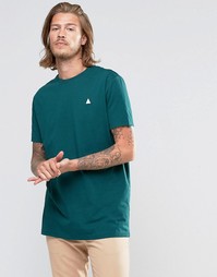 ASOS Longline T-Shirt With Crew Neck And Logo In Green - Swamp