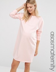 Oversize-платье из трикотажа для беременных ASOS Maternity - Телесный