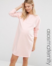 Oversize-платье из трикотажа для беременных ASOS Maternity - Телесный