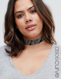 ASOS CURVE Paisley Choker Necklace - Черный