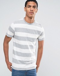 Celio Crew Neck Pocket T-shirt with Marl Stripe - Серый