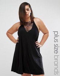 Boohoo Plus Lace Insert Skater Dress - Черный