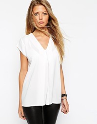 Футболка со складкой в стиле оригами ASOS - Слоновая кость