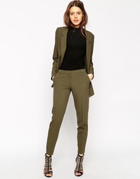 Укороченные креповые брюки-сигареты ASOS - Хаки
