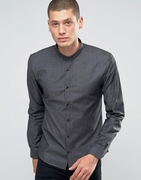 Строгая рубашка слим в горошек Hugo By Hugo Boss - Черный