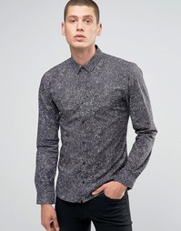 Hugo By Hugo Boss Smart Shirt Slim Fit Stretch Chain Print - Черный