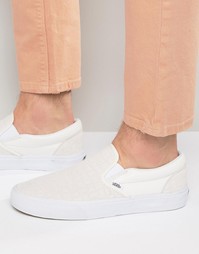 Белые кожаные кеды-слипоны с шахматным рисунком Vans V004MPJRL - Белый