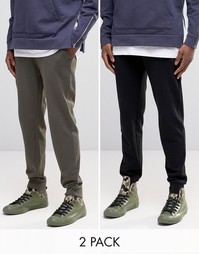 ASOS 2 Pack Skinny Jersey Joggers Khaki/Black SAVE 20%