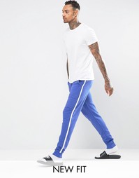 Синие зауженные джоггеры в стиле casual с белыми полосками ASOS