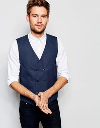 Двубортный жилет узкого кроя Selected Homme - Темно-синий