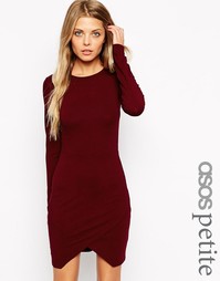 Асимметричное облегающее платье с длинными рукавами ASOS PETITE - Черный