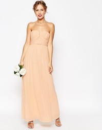 Присборенное платье макси с лифом-бандо ASOS WEDDING - Розовый