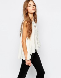 Кремовый топ без рукавов с вышивкой Maison Scotch - Кремовый