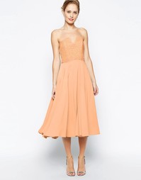 Платье миди с кружевным лифом Jarlo Violetta - Оранжевый