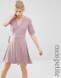 Чайное платье мини с запахом ASOS PETITE - Темно-синий