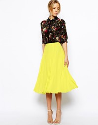 Плиссированная юбка миди ASOS - Желтый