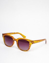 Квадратные солнцезащитные очки в коричневой полосатой оправе AJ Morgan Match - Черный