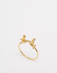 Незамкнутое кольцо с ласточками Orelia - Золотой