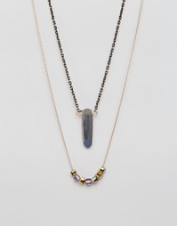 Комбинированное ожерелье с кристаллом Nylon - Серебряный