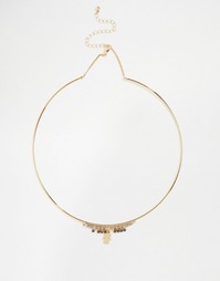 Ожерелье-воротник с подвеской хамса Nylon - Золотой