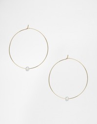 Большие серьги-кольца с простыми бусинами Orelia - Золотой