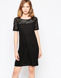 Черное платье с кружевными короткими рукавами JDY Kimmie - Черный