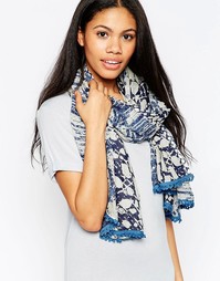 Легкий шарф с узором Yumi - Синий