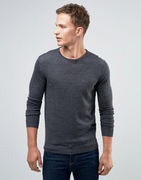 Джемпер из мериносовой шерсти с круглым вырезом Selected Homme - Серый