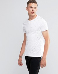 Короткая футболка-поло с принтом молний Jack &amp; Jones - Белый