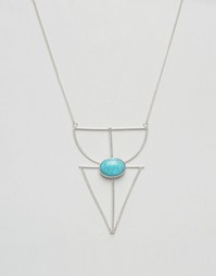 Ожерелье с геометрической отделкой и камнем Nylon - Серебряный
