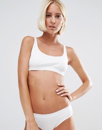 Мягкий хлопковый бюстгальтер в рубчик Weekday Vivi - Белый