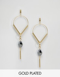 Позолоченные серьги-подвески с камнями Pilgrim - Золотой