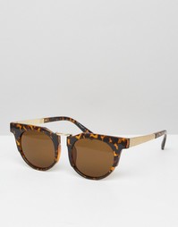 AJ Morgan Round Sunglasses With Chunky Frame - Коричневый