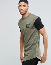 Контрастная футболка с асимметричным краем SikSilk - Зеленый