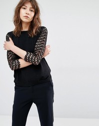 Suncoo Lace Sleeve Knit - Черный