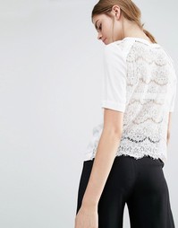 Suncoo Lace Back Silk T-Shirt - Белый