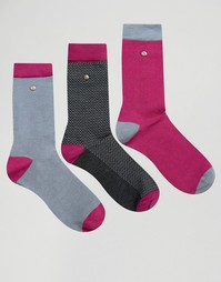 3 пары розовых и серых носков из хлопка и модала Feraud - Серый