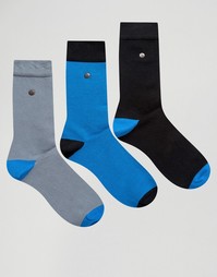 3 пары носков из хлопка и модала с контрастной отделкой Feraud - Синий